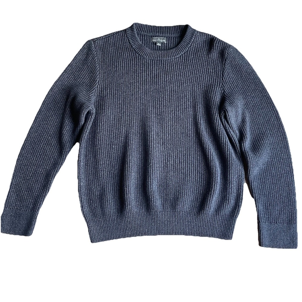 L.L. Bean Signature 100% Cotton XL Charcoal Ribbed Crew Neck Sweater Women's